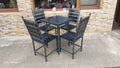 Set terasă masă 600x600mm cu 4 scaune – lemn gri antracit și fier negru mat