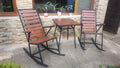 Set 2 balansoare cu spătar înalt + masă 600x600mm – stejar închis și fier negru mat